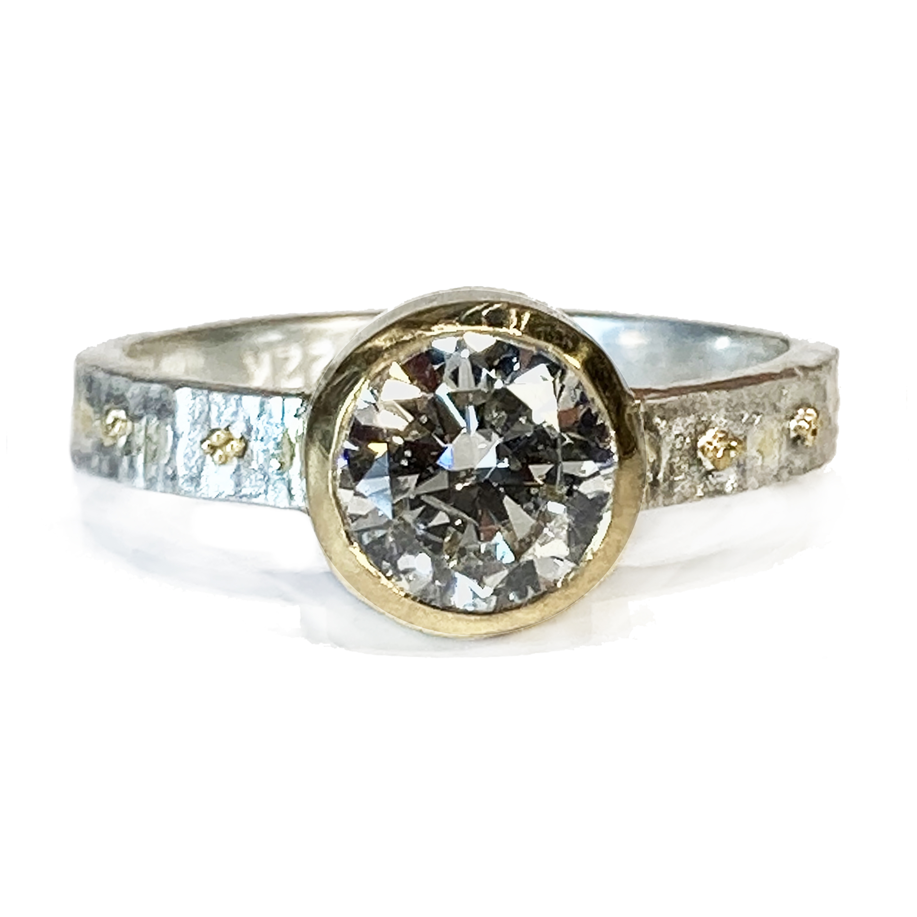 Diamond Ring in Sterling and 22K Eutectic Fusion, Texture.