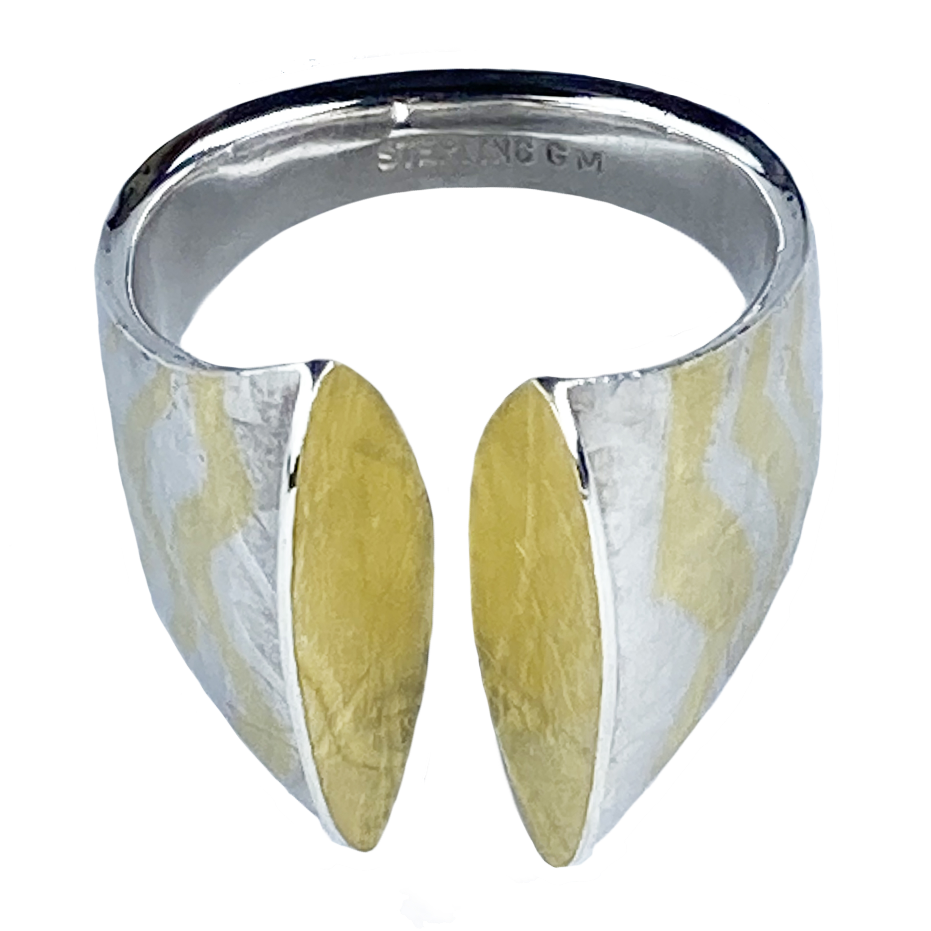 Silver and Gold Hollow Split Ring