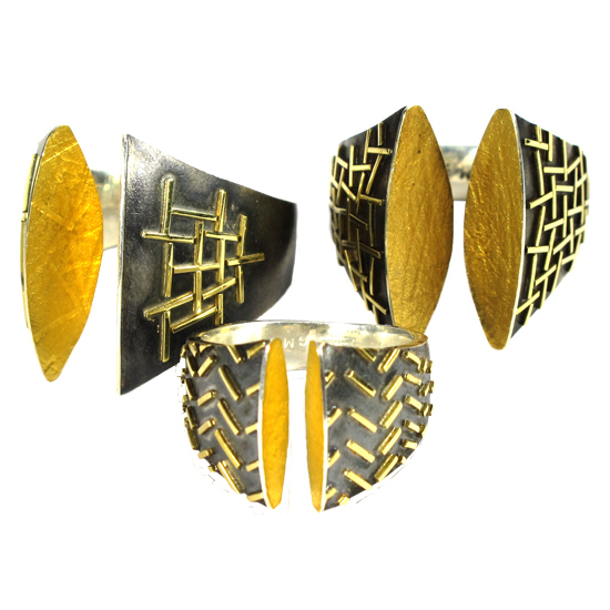 Silver and Gold Hollow Fused and Fabricated Ring